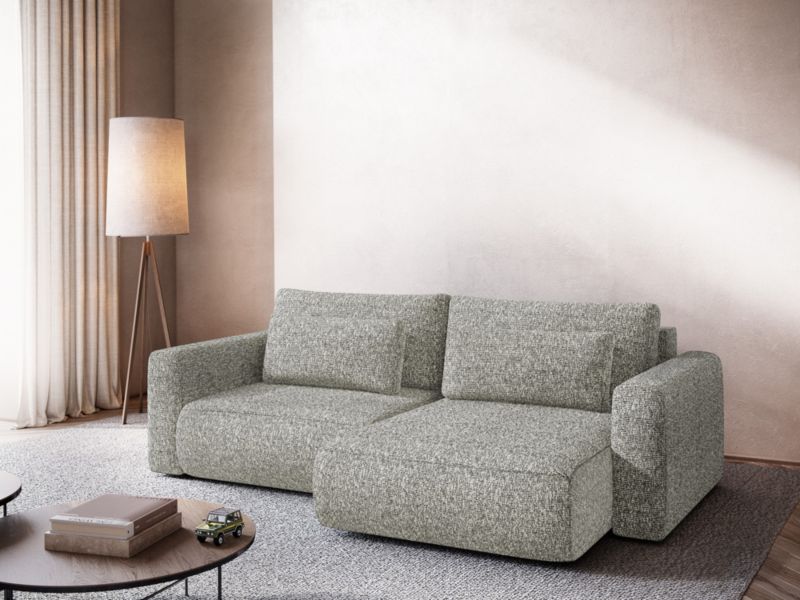 Narożnik prawostronny z funkcją spania Makamii Kapua z tkaniny plecionej 240x149 cm ciemny beż 1 szt.