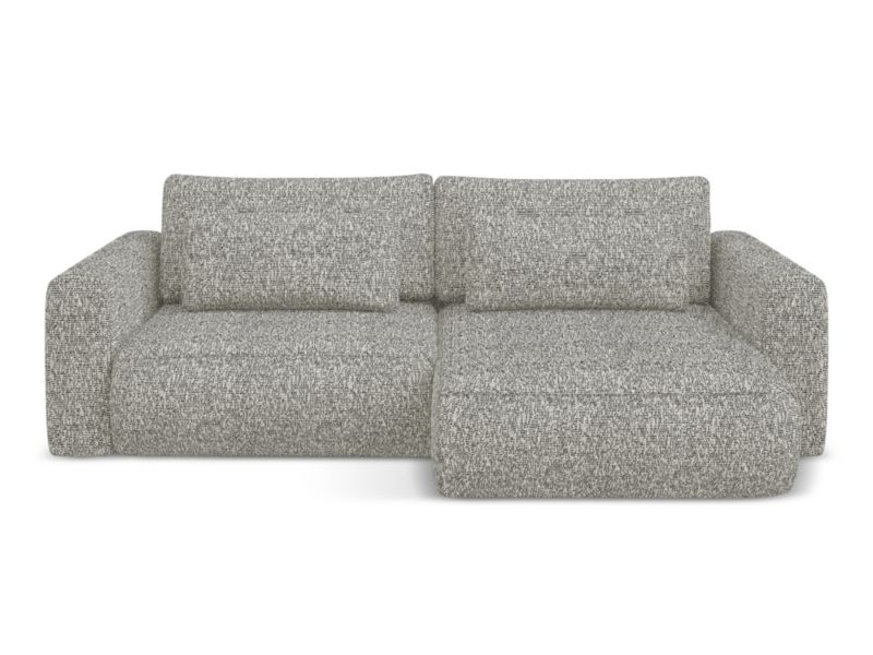 Narożnik prawostronny z funkcją spania Makamii Kapua z tkaniny plecionej 240x149 cm ciemny beż 1 szt.