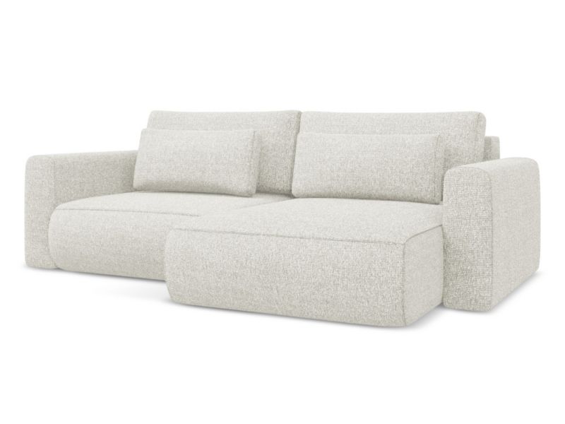 Narożnik prawostronny z funkcją spania Makamii Kapua z tkaniny plecionej 240x149 cm jasny beż 1 szt.