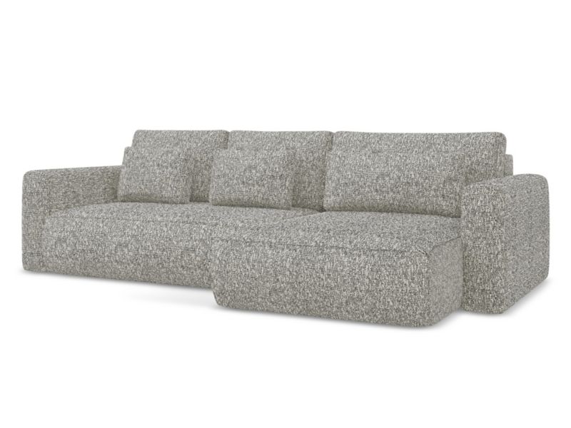 Narożnik prawostronny z funkcją spania Makamii Kapua z tkaniny plecionej 278x149 cm ciemny beż 1 szt.