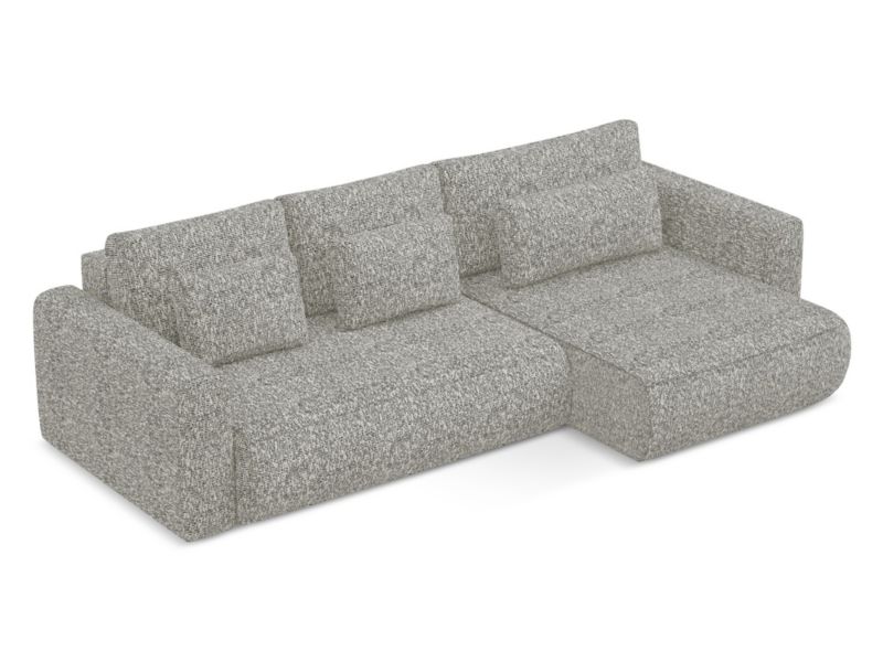 Narożnik prawostronny z funkcją spania Makamii Kapua z tkaniny plecionej 278x149 cm ciemny beż 1 szt.