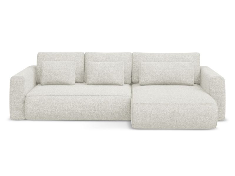 Narożnik prawostronny z funkcją spania Makamii Kapua z tkaniny plecionej 278x149 cm jasny beż 1 szt.