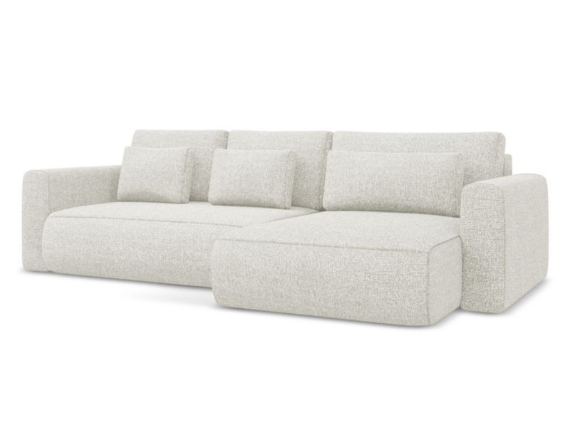 Narożnik prawostronny z funkcją spania Makamii Kapua z tkaniny plecionej 278x149 cm jasny beż 1 szt.