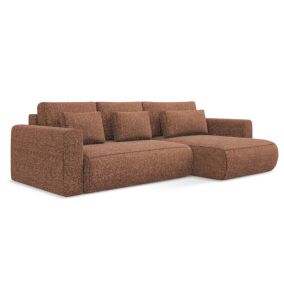 Narożnik prawostronny z funkcją spania Makamii Kapua z tkaniny plecionej 278x149 cm terakota 1 szt.