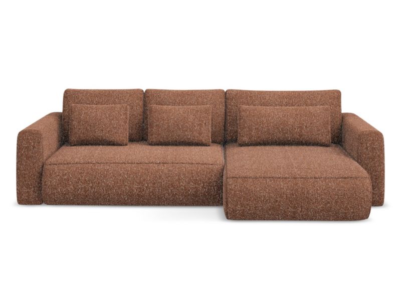 Narożnik prawostronny z funkcją spania Makamii Kapua z tkaniny plecionej 278x149 cm terakota 1 szt.