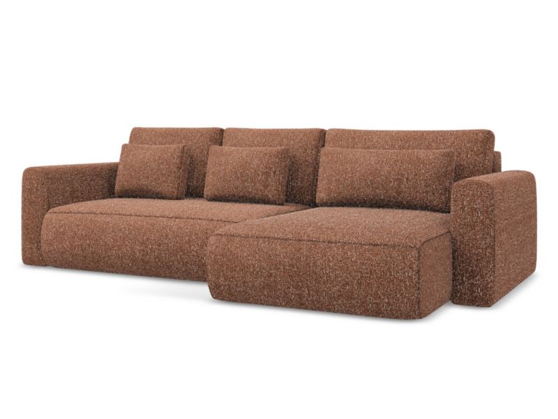 Narożnik prawostronny z funkcją spania Makamii Kapua z tkaniny plecionej 278x149 cm terakota 1 szt.