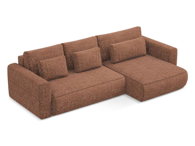 Narożnik prawostronny z funkcją spania Makamii Kapua z tkaniny plecionej 278x149 cm terakota 1 szt.