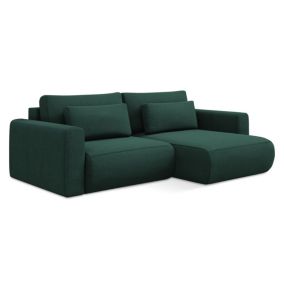 Narożnik prawostronny z funkcją spania Makamii Kapua z tkaniny strukturalnej 240x149 cm butelkowa zieleń 1 szt.