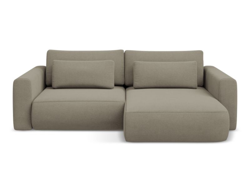 Narożnik prawostronny z funkcją spania Makamii Kapua z tkaniny strukturalnej 240x149 cm ciemny beż 1 szt.