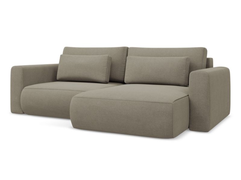 Narożnik prawostronny z funkcją spania Makamii Kapua z tkaniny strukturalnej 240x149 cm ciemny beż 1 szt.