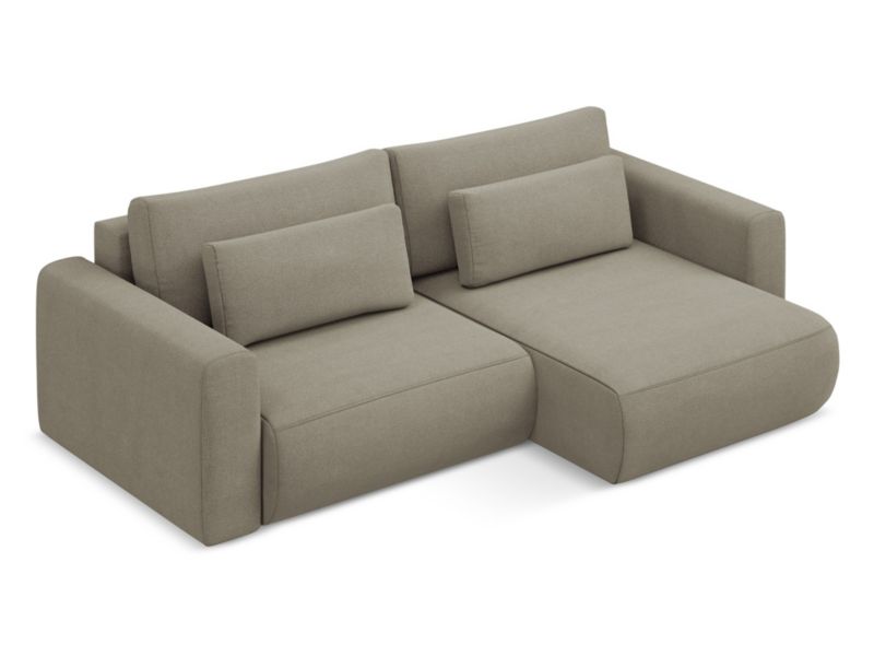 Narożnik prawostronny z funkcją spania Makamii Kapua z tkaniny strukturalnej 240x149 cm ciemny beż 1 szt.