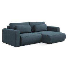 Narożnik prawostronny z funkcją spania Makamii Kapua z tkaniny strukturalnej 240x149 cm jeans 1 szt.
