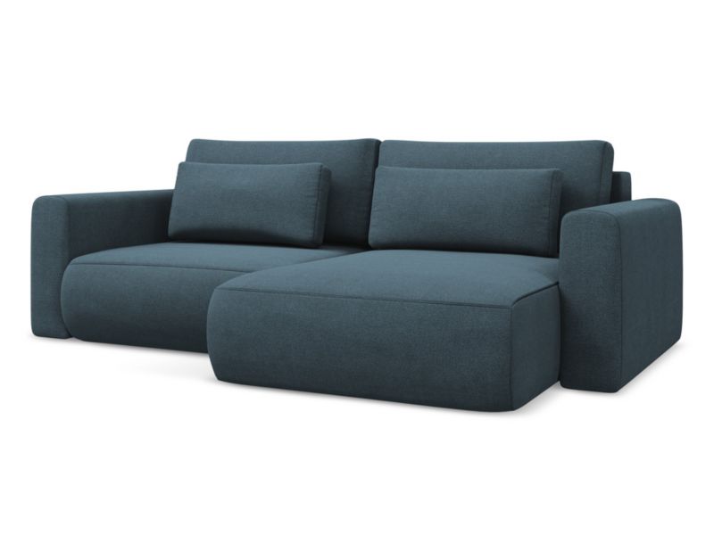 Narożnik prawostronny z funkcją spania Makamii Kapua z tkaniny strukturalnej 240x149 cm jeans 1 szt.