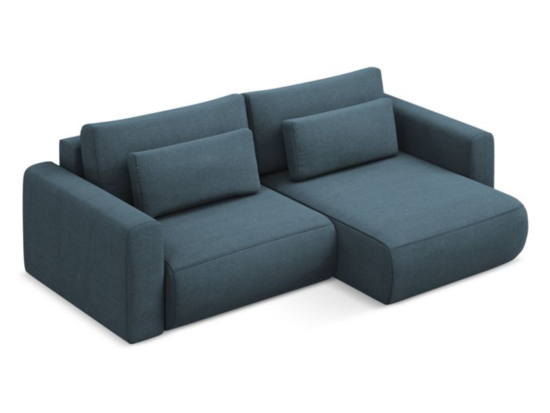 Narożnik prawostronny z funkcją spania Makamii Kapua z tkaniny strukturalnej 240x149 cm jeans 1 szt.