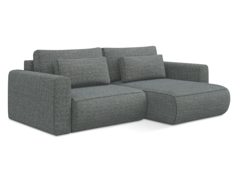 Narożnik prawostronny z funkcją spania Makamii Kapua z tkaniny strukturalnej 240x149 cm stalowy 1 szt.