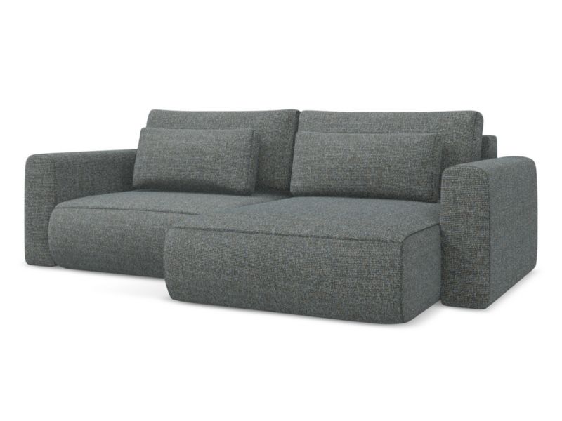 Narożnik prawostronny z funkcją spania Makamii Kapua z tkaniny strukturalnej 240x149 cm stalowy 1 szt.
