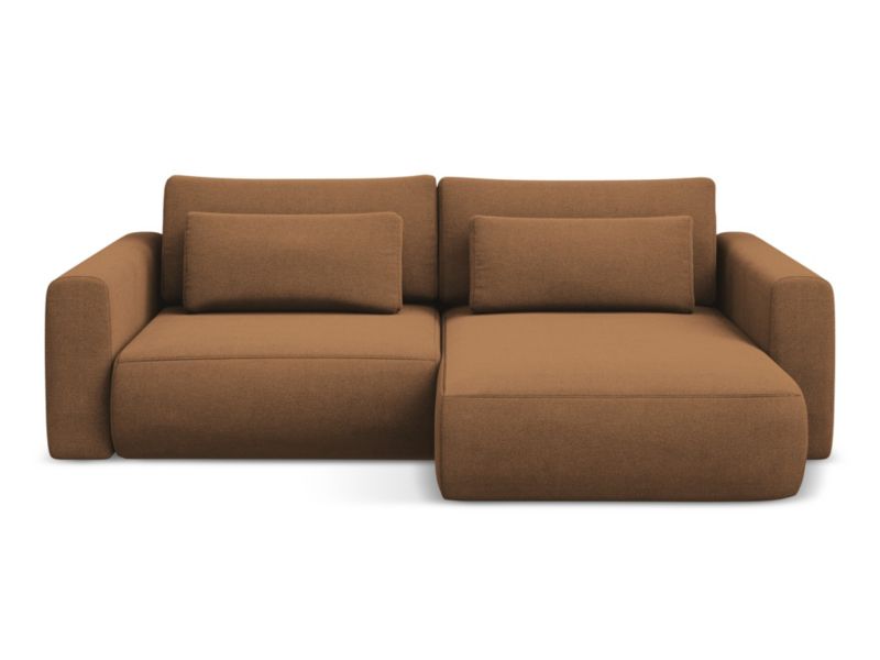 Narożnik prawostronny z funkcją spania Makamii Kapua z tkaniny strukturalnej 240x149 cm terakota 1 szt.