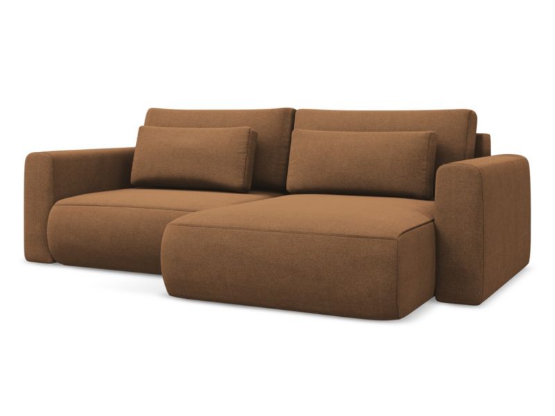 Narożnik prawostronny z funkcją spania Makamii Kapua z tkaniny strukturalnej 240x149 cm terakota 1 szt.