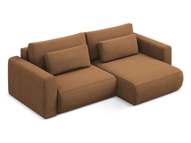 Narożnik prawostronny z funkcją spania Makamii Kapua z tkaniny strukturalnej 240x149 cm terakota 1 szt.