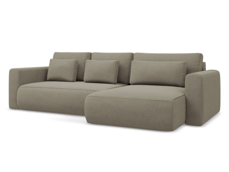 Narożnik prawostronny z funkcją spania Makamii Kapua z tkaniny strukturalnej 278x149 cm ciemny beż 1 szt.