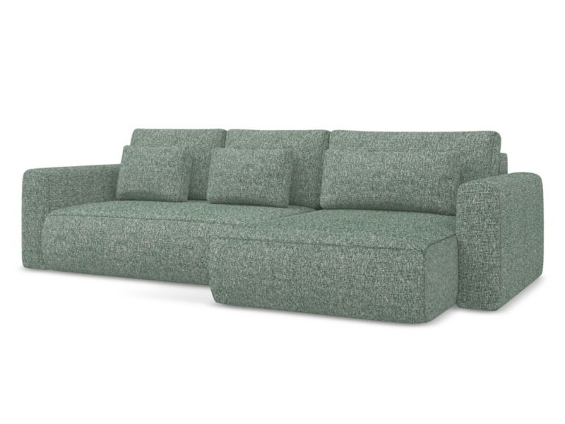 Narożnik prawostronny z funkcją spania Makamii Kapua z tkaniny strukturalnej 278x149 cm jasnozielony 1 szt.