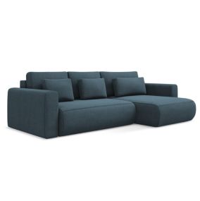 Narożnik prawostronny z funkcją spania Makamii Kapua z tkaniny strukturalnej 278x149 cm jeans 1 szt.