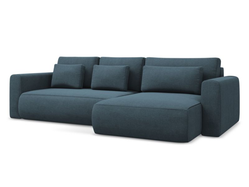 Narożnik prawostronny z funkcją spania Makamii Kapua z tkaniny strukturalnej 278x149 cm jeans 1 szt.
