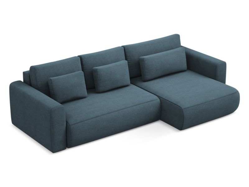 Narożnik prawostronny z funkcją spania Makamii Kapua z tkaniny strukturalnej 278x149 cm jeans 1 szt.