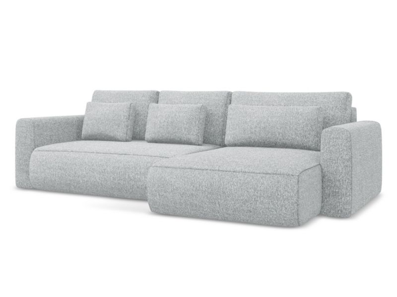 Narożnik prawostronny z funkcją spania Makamii Kapua z tkaniny strukturalnej 278x149 cm srebrny 1 szt.