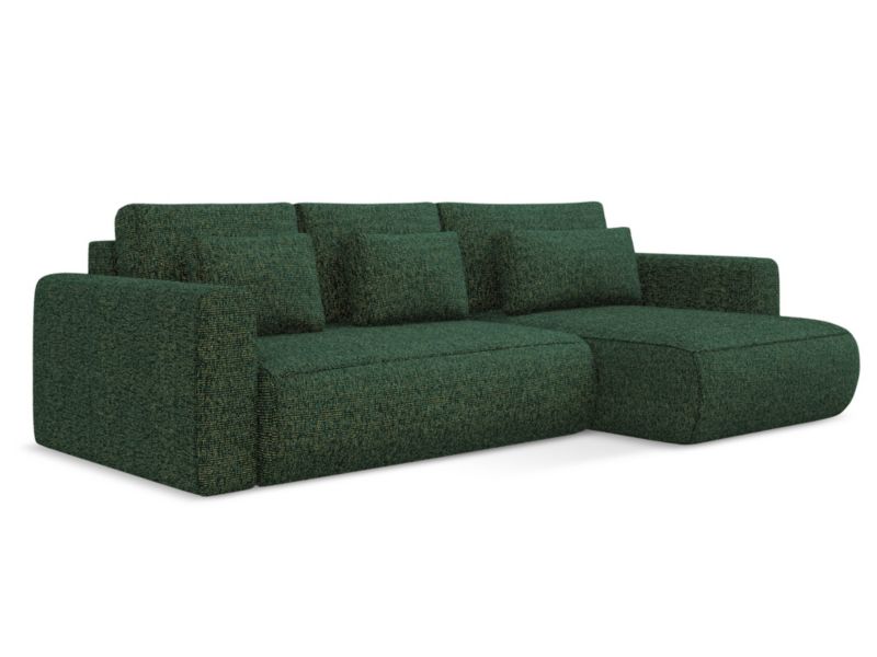 Narożnik prawostronny z funkcją spania Makamii Kapua z tkaniny strukturalnej 278x149 cm zielony 1 szt.