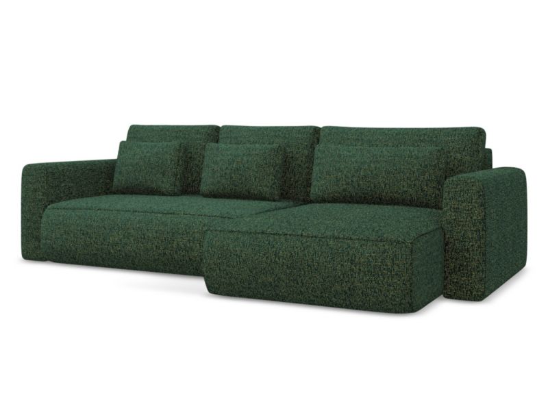 Narożnik prawostronny z funkcją spania Makamii Kapua z tkaniny strukturalnej 278x149 cm zielony 1 szt.