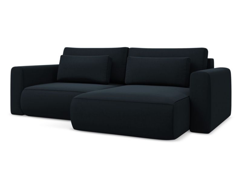 Narożnik prawostronny z funkcją spania Makamii Kapua z weluru 240x149 cm królewski niebieski 1 szt.