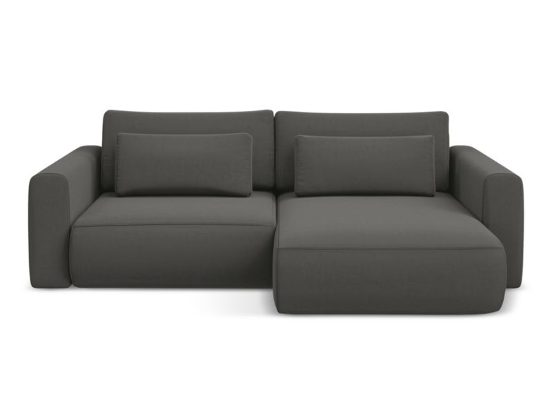 Narożnik prawostronny z funkcją spania Makamii Kapua z weluru 240x149 cm stalowy 1 szt.