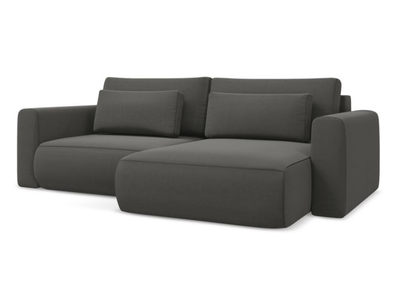 Narożnik prawostronny z funkcją spania Makamii Kapua z weluru 240x149 cm stalowy 1 szt.