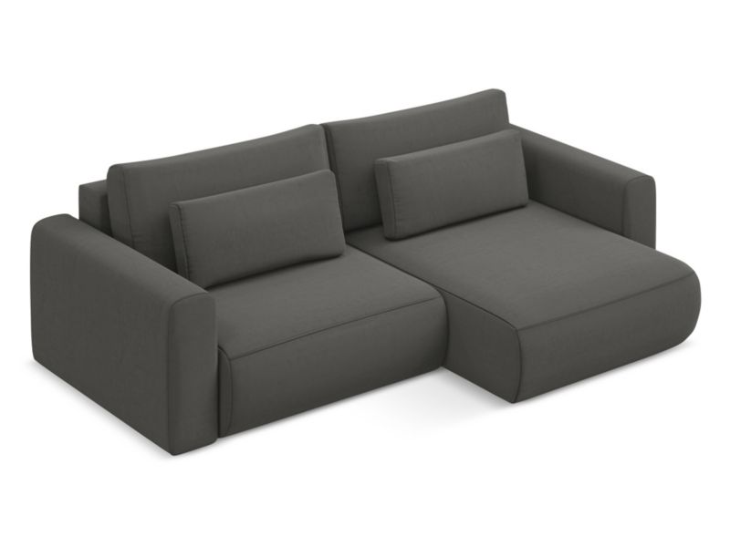 Narożnik prawostronny z funkcją spania Makamii Kapua z weluru 240x149 cm stalowy 1 szt.