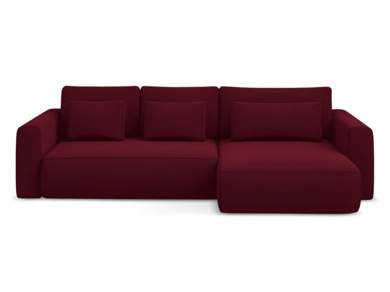 Narożnik prawostronny z funkcją spania Makamii Kapua z weluru 278x149 cm burgundowy 1 szt.