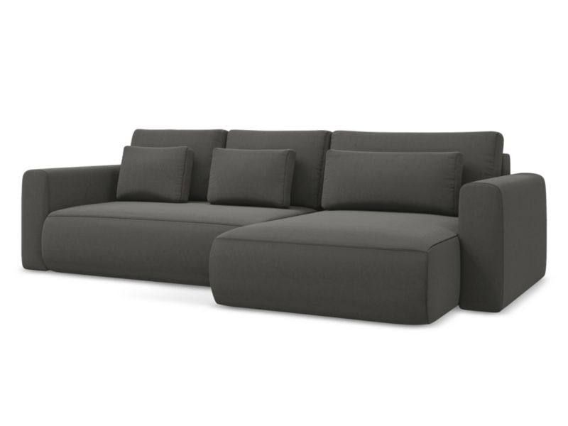 Narożnik prawostronny z funkcją spania Makamii Kapua z weluru 278x149 cm stalowy 1 szt.