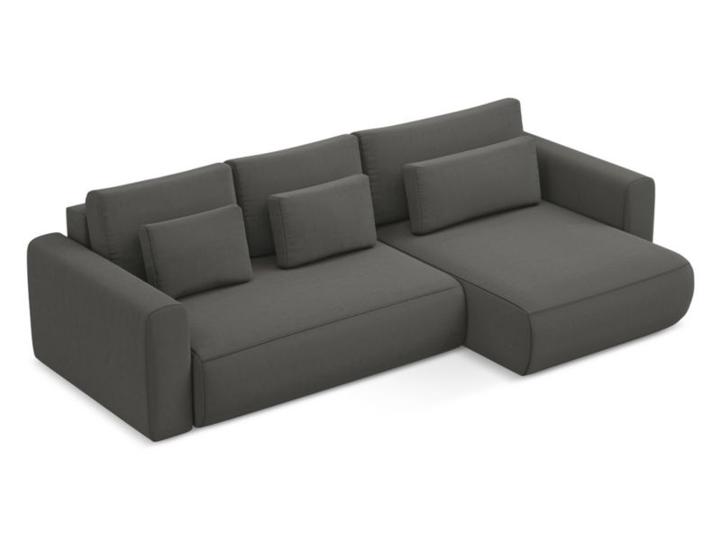 Narożnik prawostronny z funkcją spania Makamii Kapua z weluru 278x149 cm stalowy 1 szt.