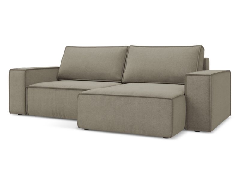 Narożnik prawostronny z funkcją spania Makamii Kimo z tkaniny strukturalnej 257x148 cm ciemny beż 1 szt.