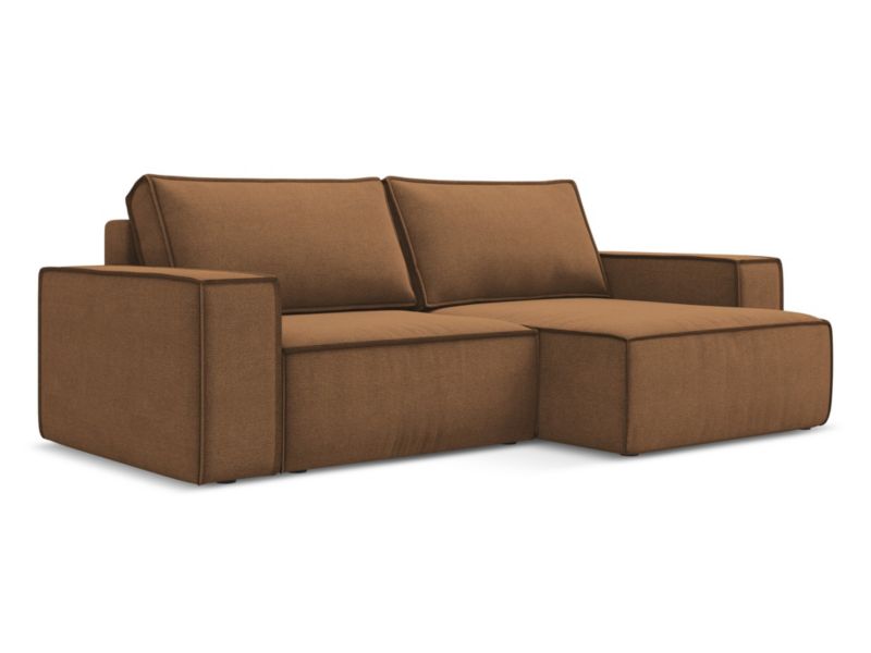 Narożnik prawostronny z funkcją spania Makamii Kimo z tkaniny strukturalnej 257x148 cm terakota 1 szt.