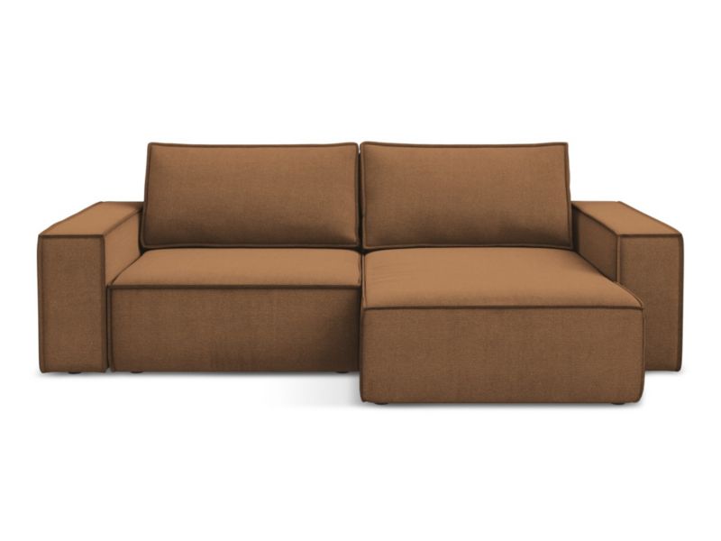 Narożnik prawostronny z funkcją spania Makamii Kimo z tkaniny strukturalnej 257x148 cm terakota 1 szt.