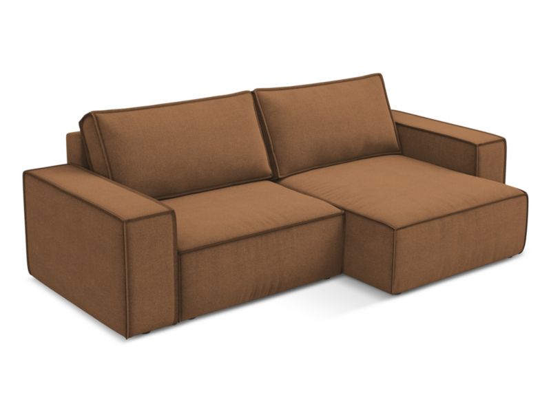 Narożnik prawostronny z funkcją spania Makamii Kimo z tkaniny strukturalnej 257x148 cm terakota 1 szt.