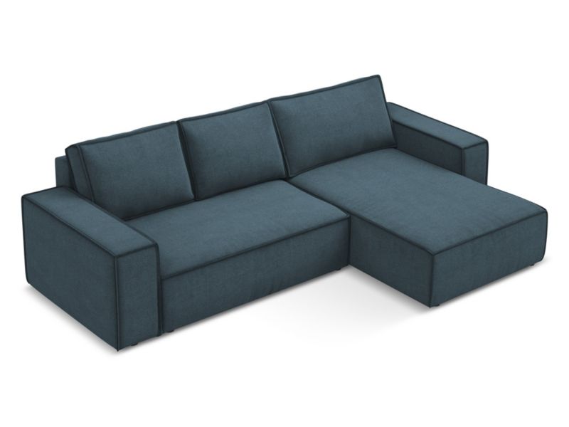 Narożnik prawostronny z funkcją spania Makamii Kimo z tkaniny strukturalnej 290x185 cm jeans 1 szt.