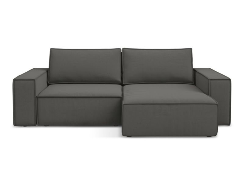 Narożnik prawostronny z funkcją spania Makamii Kimo z weluru 257x148 cm stalowy 1 szt.