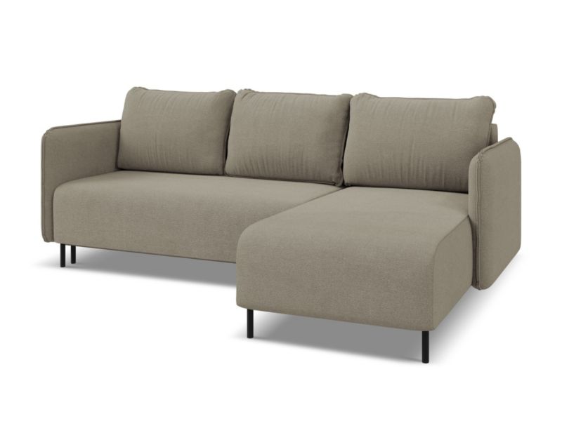 Narożnik prawostronny z funkcją spania Makamii Luana z tkaniny strukturalnej 236x162 cm ciemny beż 1 szt.