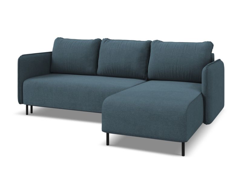 Narożnik prawostronny z funkcją spania Makamii Luana z tkaniny strukturalnej 236x162 cm jeans 1 szt.