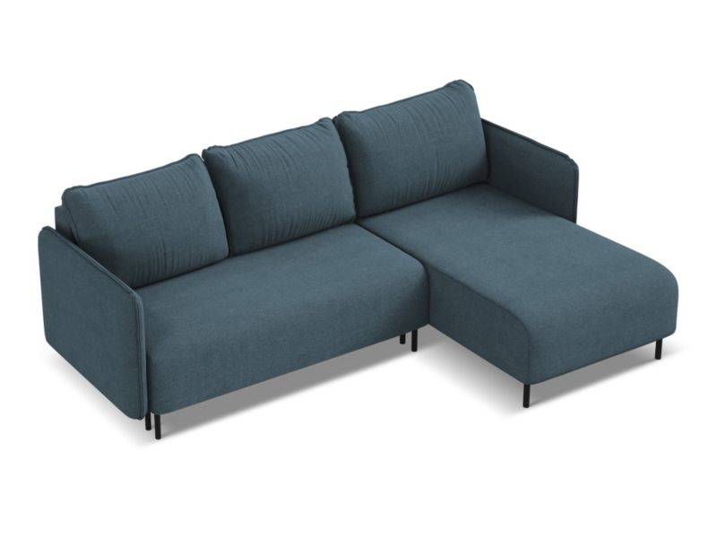 Narożnik prawostronny z funkcją spania Makamii Luana z tkaniny strukturalnej 236x162 cm jeans 1 szt.