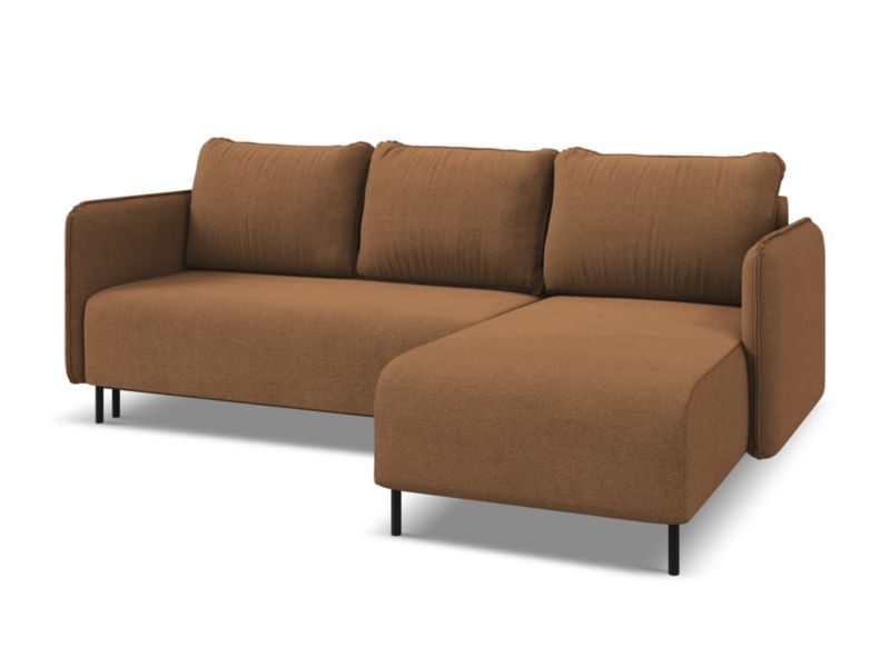 Narożnik prawostronny z funkcją spania Makamii Luana z tkaniny strukturalnej 236x162 cm terakota 1 szt.
