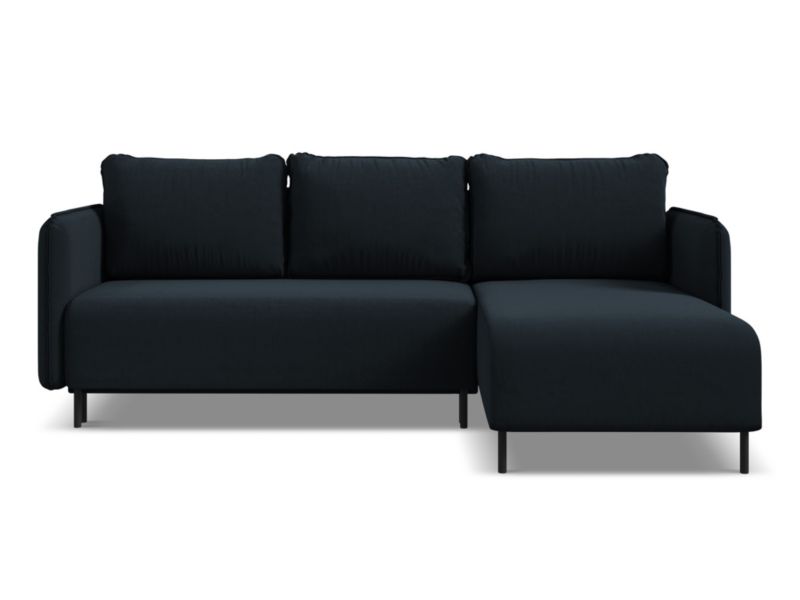 Narożnik prawostronny z funkcją spania Makamii Luana z weluru 236x162 cm królewski niebieski 1 szt.