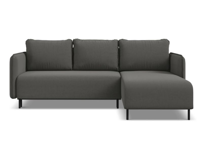 Narożnik prawostronny z funkcją spania Makamii Luana z weluru 236x162 cm stalowy 1 szt.